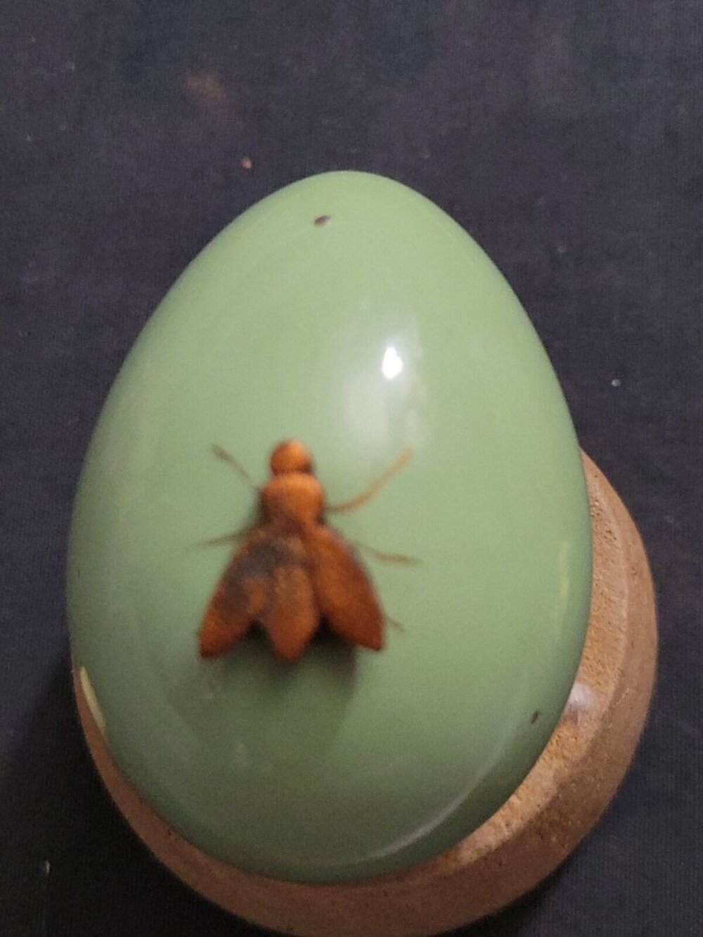 Shackelford Ullman Co Vintage Green Egg Tape Measure with Fly Celluloid  Thimble